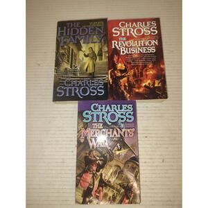 CHARLES STROSS THE MERCHANT PRINCES Series Lot of 3 PB Fantasy Novels Books